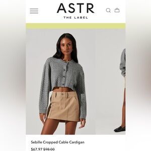 ASTR the Label cropped cable knit cardigan